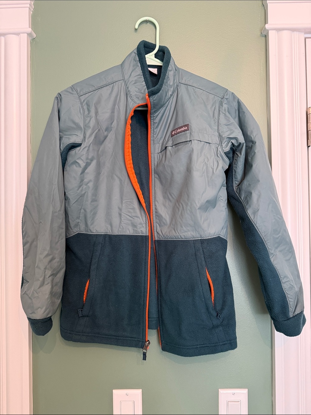 Columbia Kids Two-Tone Green Fleece Jacket with Orange Trim